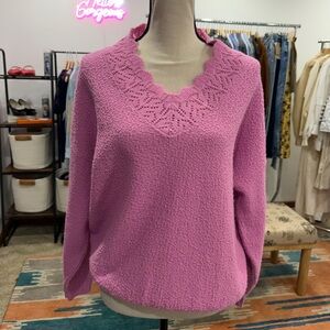 Vintage Pink Scalloped Knit Sweater